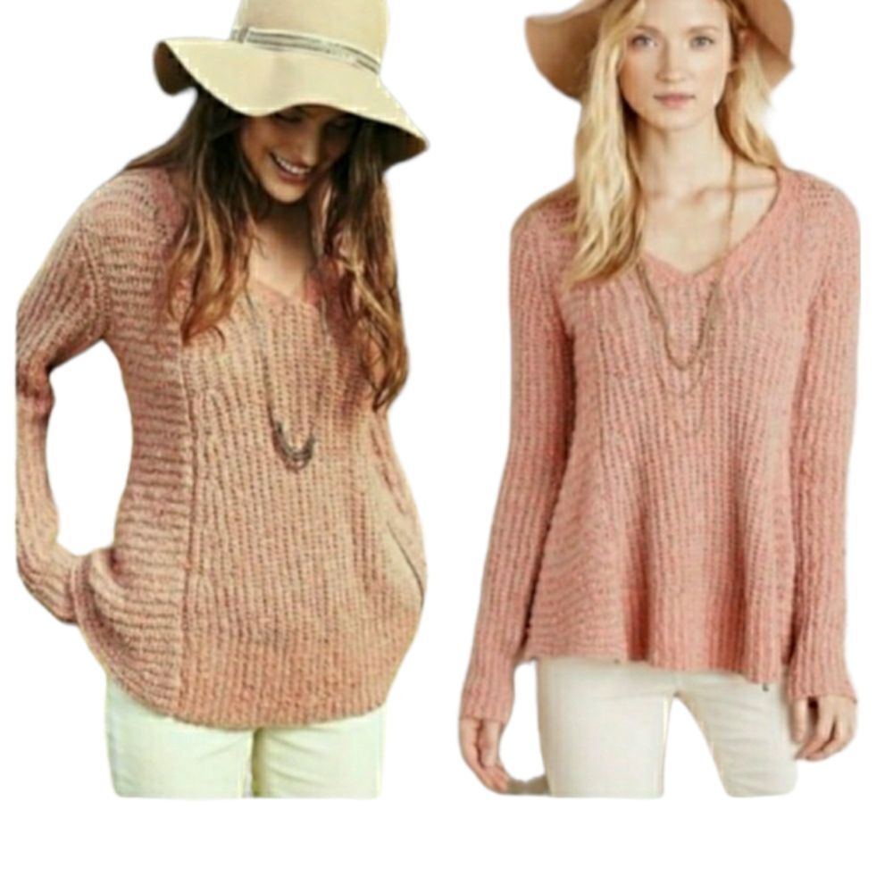 Anthropologie Moth Marled Knit Sweater Womens Medium Coral Gray Wool Blend Zip